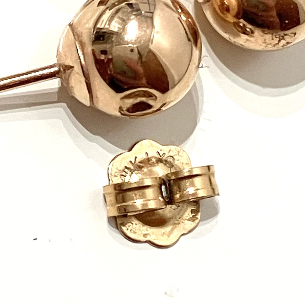 14K Rose Gold 6mm Ball Stud Earrings - Picture 4 of 5